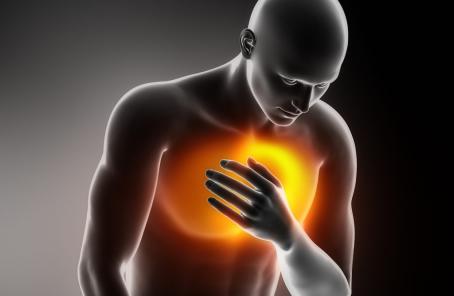 Drawing of body experiencing chest pain