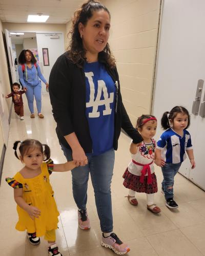 3 little girls dressed up for Hispanic Heritage