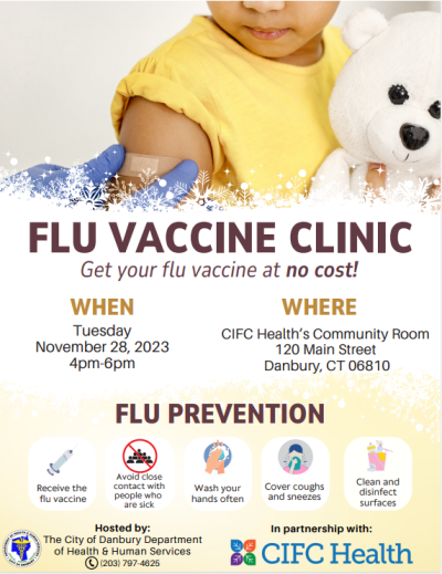 English Vaccine Clinic flyer